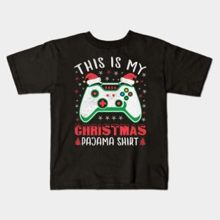 This is My Christmas Pajama Shirt Gamer Christmas Gift Kids T-Shirt